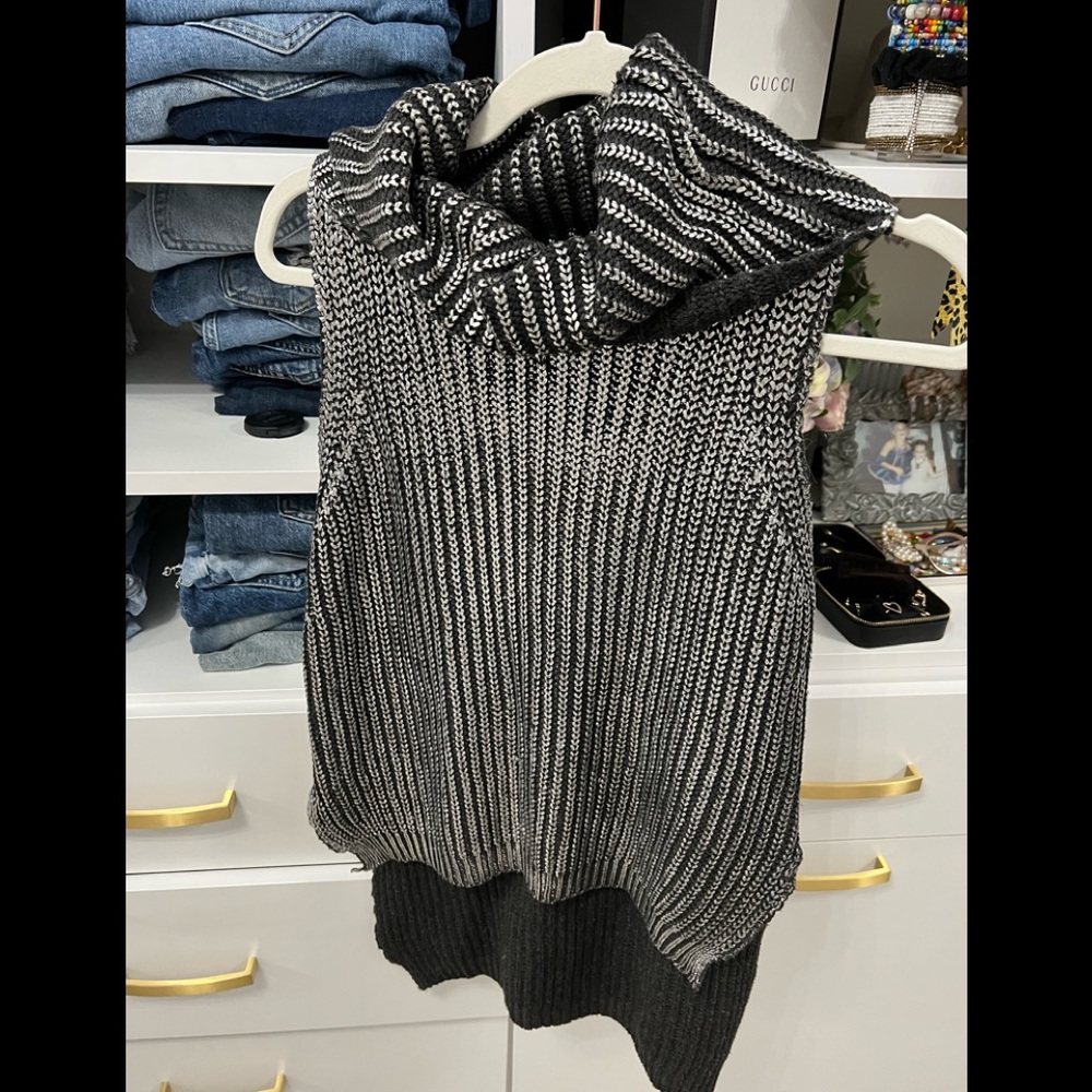 Metallic Cowl Neck Sweater Vest